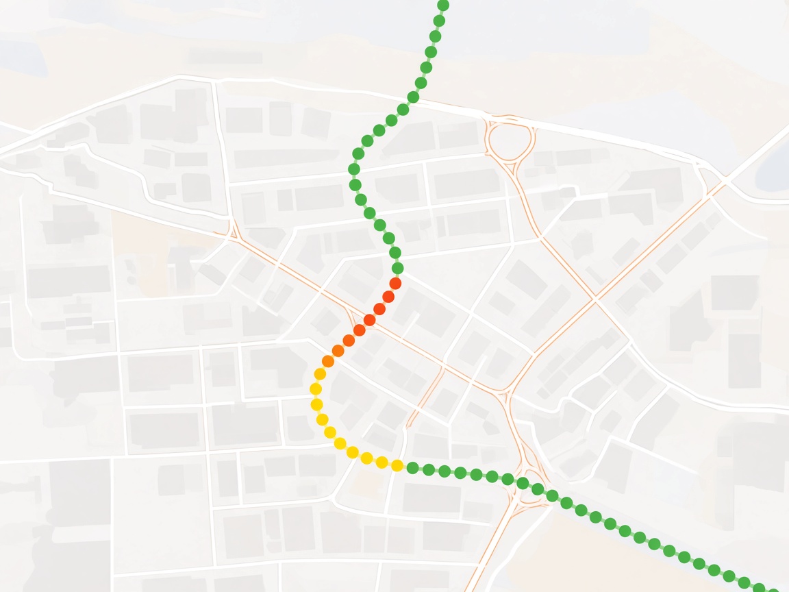 Xaritada tezlik boʻyicha ranglangan GPS izi